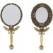 Double Sided Butterfly Design Makeup Mirror with Folding Handle Stand - Large Brass - Buy Online on GoSupps.com