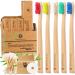 Bamboo Toothbrushes Pack of 5 - Cotton Buds & Dental Floss Included - Organic & 100% Biodegradable - Medium Firm Bristles Plastic-Free Packaging Adult Color