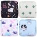 Healifty Sanitary Napkin Storage Bag 4 Pack - Period Bag with Zipper for Sanitary Napkins First Period Gifts for Girls Tampons Collect Bags for Teen Girls Women Ladies White Cactus+black Fox+kitty+beige Cactus