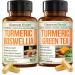 Boswellia Turmeric Curcumin Supplement + Turmeric Green Tea Bundle Supports Joint Health Energy & Inflammation Balance with Ginger Root Tumeric Powder Green Tea Extract (ECGC) & Vitamin C