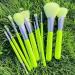 Docolor Neon Green Makeup Brush Set - 10 Premium Synthetic Brushes with Wooden Handles for Professional Makeup Application - Buy Online on GoSupps.com