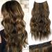 MeeQee Halo Hair Extensions for Women Invisible Adjustable Wire 20 Inch Synthetic Long Curly Wavy Hair Pieces with Secure Clips Easy to Use Natural Looking(Mixed gold Mixed brown Brown) - Buy Online on GoSupps.com