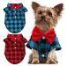 GINDOOR 2 Pack Plaid Dog Shirt - Cute Boy Dog Clothes and Bow Tie Combo Dog Outfit Dog Clothes for Small Medium Large Dogs Cats Birthday Party and Holiday Photos