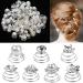 Midodo 84 pieces of hair spiral wedding pearls rhinestone 7 styles bride hair jewelry hairpins silver flowers hair spirals rhinestone bride hair clip for women girls wedding 84pcs
