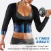 Women's Weight Loss Sauna Suit Shirt Jacket | Long Sleeve Sweat Vest | Blue Medium - Buy Online on GoSupps.com