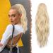 FESHFEN Ponytail Extensions Drawstring Ponytails Hair Extension Platinum Blonde Long Curly Wavy Hair Piece Synthetic Pony Tail Hairpieces for Women 18 inch 18 Inch Platinum Blonde