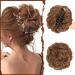 Sofeiyan Claw Clip Messy Bun Hair Piece Wavy Curly Hair Bun Clip in Claw Chignon Ponytail Hairpieces Synthetic Tousled Updo Hair Extensions Scrunchie Hairpiece for Women Light Auburn