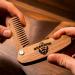 Folding Walnut Beard Comb for Men - Engraved Bearded Man Design - Buy Online on GoSupps.com