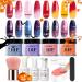 AZUREBEAUTY Color Changing Dip Powder Nail Kit Starter Fall Winter Glitter Pink Blue Purple Orange Mood Temperature Change Dipping Powder Liquid Set with Base Top Coat Activator for Home Manicure Gift