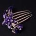 Lurrose Flower Bride Hair Side Comb Rhinestone Bridal Comb Barrette Wedding Hair Accessory for Women (Purple) - Buy Online on GoSupps.com