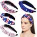 CiyvoLyeen 4PCS American Flag Knotted Headband For Women  4th Of July Wide Hair Patriotic Party Decor Fireworks Fabric Hoop Independence Memorial Day Supplies Decoration Stars Girls Accessories