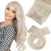 Moresoo Hair Extensions Clip in Real Hair Blonde Clip in Human Hair Extensions Platinum Blonde Clip in Extensions 10 Inch 5 Pieces/70g #60 25 cm #60