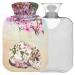 NAANLE hot water bottle with the cover cherry blossom cat transparent hot water bottle hot water bottle for back pain relief handfoot warmer neck heat and cold therapy 1l