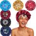 Holly LifePro 6PCS Satin Bonnets for Black Women Girls  Large Band Hair Bonnets with Tie Band  Silk Sleep Braids Bonnet  StyleF-02