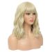 MOOICHIC Blonde Wig With Bangs Short Blonde Bob Wig 14 Inch Wavy Bob Synthetic Wigs for Women