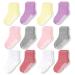 CozyWay Kids Non Slip Cotton Crew Socks Baby Socks Toddler Socks Anti Skid With Grips Striped for Children Toddler Boys & Girls 3-5 Years Girls Solid Colors 12 Pairs