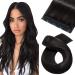 One Piece Hair Extensions Human Hair Clip in Remy Real Hair Extension Natural Straight #1B Natural Black (16 inch-45 grams) 3/4 Full Head