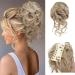 Faringoto Blonde Ponytail Extension Hair Topper Hair Bun Curly Messy Hair Piece 27/613