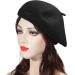 ZLYC Wool French Beret Hat | Solid Color Cap for Women and Girls - Black - Buy Online on GoSupps.com