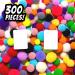 300Pcs Multi-Colored Pom Poms with Double Sided Tabs | Soft & Fluffy Puff Balls 10-20mm for Kids DIY Crafts - Buy Online on GoSupps.com