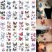 KUYT 90 Sheets Flowers Realistic Temporary Tattoos Stickers  Waterproof 3D Butterfly Rose Fake Tattoos Paper  Long Lasting Hand Tattoos Multi-Colored Mixed Style for Women Girls Adults & Kids Body