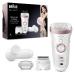 Braun Silk- pil 9 Epilierer Women / hair remover for long-lasting hair removal including facial cleaning brush shaving and trimmer attachment 9-855 white / rose gold