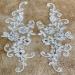 Zbroh Fine Lace Fabric Patches Embroidered rhinestones Trim Applique Decor Dress Decoration sew on sequins beads accessory one pair (White)