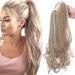 45cm ponytail extension ponytail braid with clamp hair part hair extension hair pussy hair heat resistant (smooth+wavy) like real hair sandy blonde & blond bleach-1 45 cm sandy blonde & blonde bleach