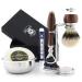 6 Pc Mens Shaving Kit 5 Edge Razor with Silver Tip Badger Hair Shaving Brush Stand Soap Bowl and Alum Perfect Set for Men