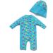Baby Boys Sunsuit UPF 50+ Sun Protection One Piece Swimwear Set with Sun Hat - Lake Blue 9-12 Months - Buy Online on GoSupps.com