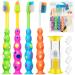 Soft Kids Toothbrushes with Suction Timer and Flossing Bristles Children Sized Brush Heads (3-10 Year Old) Suction Cup for Fun & Easy Storage Toddler Toothbrush Girl & Boy Set Pack of 4