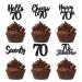 36Pcs Black 70th Birthday Cupcake Toppers Cheers to 70 Seventy Cupcake Picks Happy 70th 70 Fabulous Cupcake Topper for 70th Birthday Wedding Anniversary Party Cake Decorations Supplies