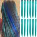 FC SWS 12 colored clip-in hair extensions 21 inch heat-resistant synthetic smooth for women and girls gift multi-colored party highlights clip-in-hair part (turquoise) blue-green