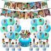 For Jools TV Cartoon Theme Birthday Party Pack: Banner Cake Topper Cupcake Toppers Balloons for Unforgettable Kids' Celebrations