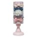 Elly & Emmy My First Headband Stand, Tabletop Accessories Holder/Organizer, 5pc Set Includes Assorted Hairbands, Headwraps, & Hair Bows, Elastic Bands Perfect For Newborn Baby Girls & All Hair Types Pink with Floral Print