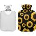 Hot Water Bottles with Black Sunflowers Cover - 2L Heating Bag for Pain Relief & Headaches | International Shipping - Buy Online on GoSupps.com