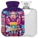 Naanle robot musician hot water bottle with reference transparent hot water bottle Handuids Warmer Heading bag for pain relief heat and cold therapy 1L