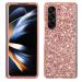 Tivenfezk Nadoli glitter case for samsung galaxy z fold 5 rose gold glossy sparkling bling galvanisier frame ultra -thin shockproof back pocket cell phone case protective cover