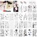 Konsait Temporary Tattoos for Adult Women Men Kids(30 Sheets)  Waterproof Temporary Tattoo Fake Black Tiny Tattoos Body Art Sticker Hand Neck Wrist Cover Up Set