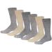 6 Pairs of Premium Cotton Diabetic Crew Socks with Non Binding Top Extra Soft Socks Marled Heather Grey (Size 9-11)