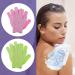 4PCS Exfoliating Gloves Body Scrubber - Dual Texture Bath Gloves for Shower Spa - Dead Skin Remover - Grass Green Pink - Buy Online on GoSupps.com