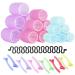 FREDY s 31 Pieces Hair Rollers Set 18 Self Grip Velcro Hair Curlers 12 Duckbill Sectioning Clips and 1 Centipede Shape Hair Clip for Barber Salon Hair Dressing (Rollers: 44mm 30mm and 25mm) 1 count (Pack of 31)