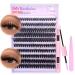 Boahankuke 2 Style Cluster Lashes Extension Kit D Curl Natural Individual Eyelash Extension Kit Fluffy Lash Clusters Kit Volume Eyelashes with Bond and Seal Lash Glue Lash Tweezers(200PCS 10-18MM) E-200PCS Kit-2 style