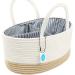 Casaphoria Large Baby Diaper Caddy Organizer - Nursery Storage Bin for Boys & Girls | Car Organizer - Cotton Rope Basket Portable Bag | Baby Shower Gift (White/Yellow 15.5 x10 x7) - Buy Online on GoSupps.com