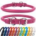 Collardirect round leather dog collar soft padded rolled handmade real leather collar for dog puppy cat small big black pink red purple blue pink 23-28 cm