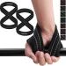RDX train aid strength training bodybuilding figure 8 cross -lifting weightlifting wrist protection handle padded powerlifting fitness weight lift straps women men deadlift pull up grip black gray s