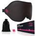 Premium Black Sleep Eye Mask - 100% Light Blocking Sleep Mask for Side Sleeper Zero Eye Pressure 3D Contoured Cup Sleeping Eye Mask for Men Women Night Blindfold Travel Pouch & Earplugs