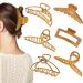 Magicsky 6 Pack Metal Hair Claw Clips 4 Inch Large Claw Hair Clips Gold & Imitate Wood Grain Nonslip Clip for Thick Thin Hair Banana Jaw Hair Barrettes Styling Accessories Gifts for Women and Girls