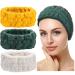 3 pieces spa facial headband to make up and wash face women spa yoga sport shower face headband elastic head wrap for girls and women (milky white yellow dark green)