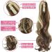 FXYTK Curly Brown Mix Bleach Blonde Ponytail Hair Extension 18 Inch - Claw Clip On Pony Tail Hair Piece - Buy Online on GoSupps.com